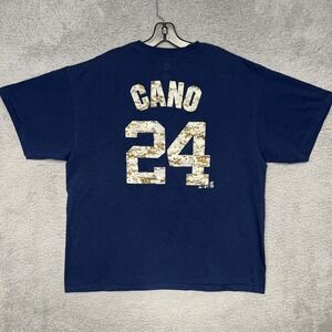 VTG Majestic New York Yankees Robinson Cano T Shirt 2XL XXL Blue #24 Camo Tee